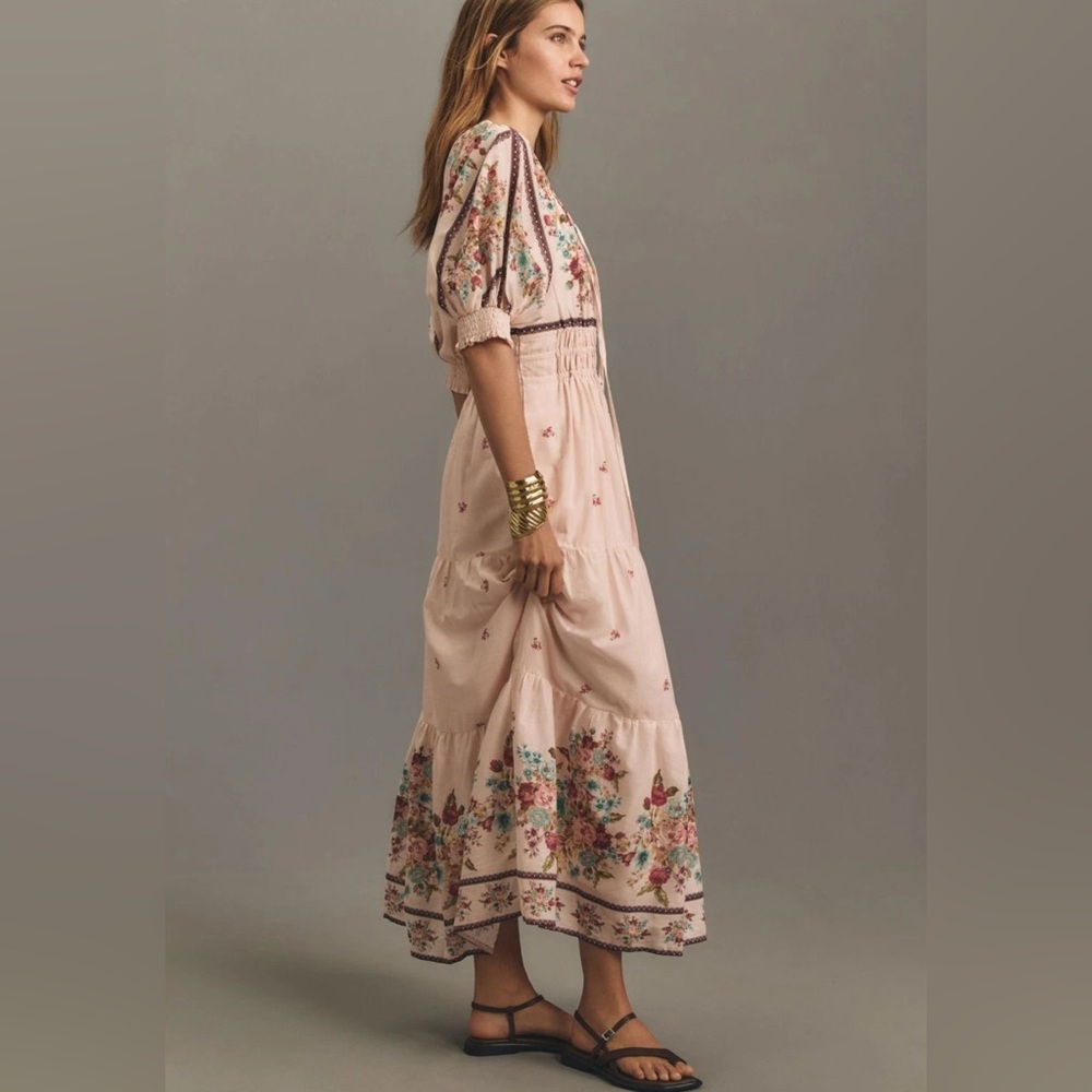 Floral Embroidered Pink Maxi Dress - Picture 2 of 11
